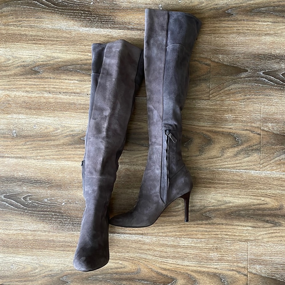 Cole Haan Gray Suede Over-the-Knee Stiletto Boots
